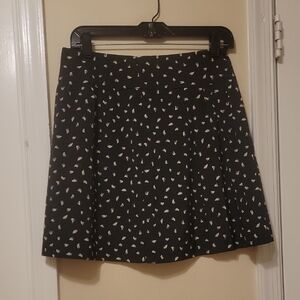 LOFT Black A-Line Skirt with Cream Accents